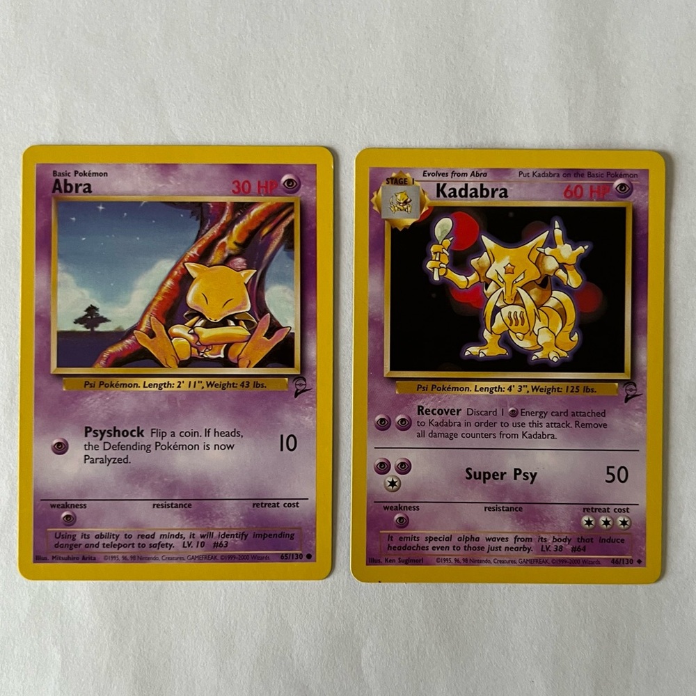 Vintage Pokemon Abra & Kadabra Playing Card Series 2